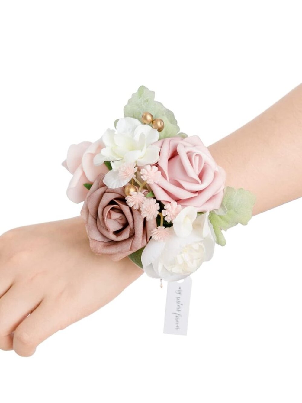 Corsage Wristlet, Wedding Prom Decor, Dusty Rose